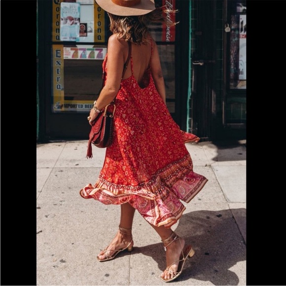 Spell Dresses & Skirts - Spell & Gypsy Dahlia strappy midi dress cherry red *flaws